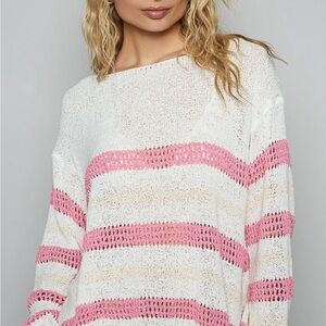 POL Cotton Candy Striped Knit Sweater